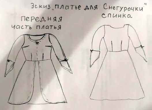эскиз платья для Снегурочки